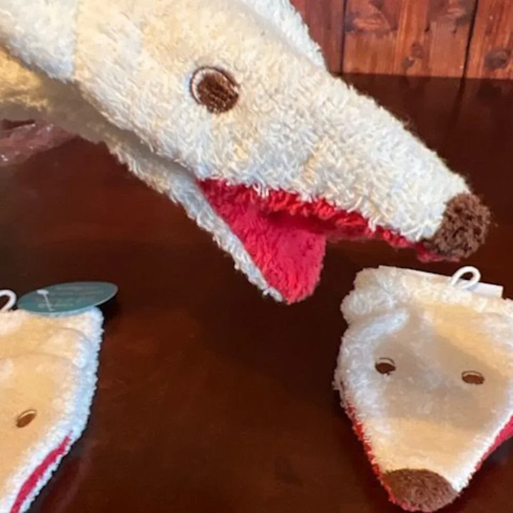 Set Of 3‎ Animal-Themed Terry Cloth Washcloth Mitts For Kids Bath Time